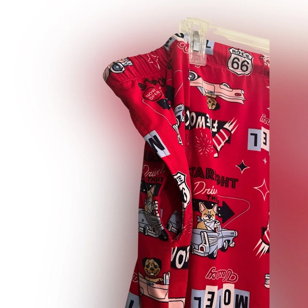 2X Secret Treasures Retro Red Printed Lounge Shorts - Picture 3 of 6